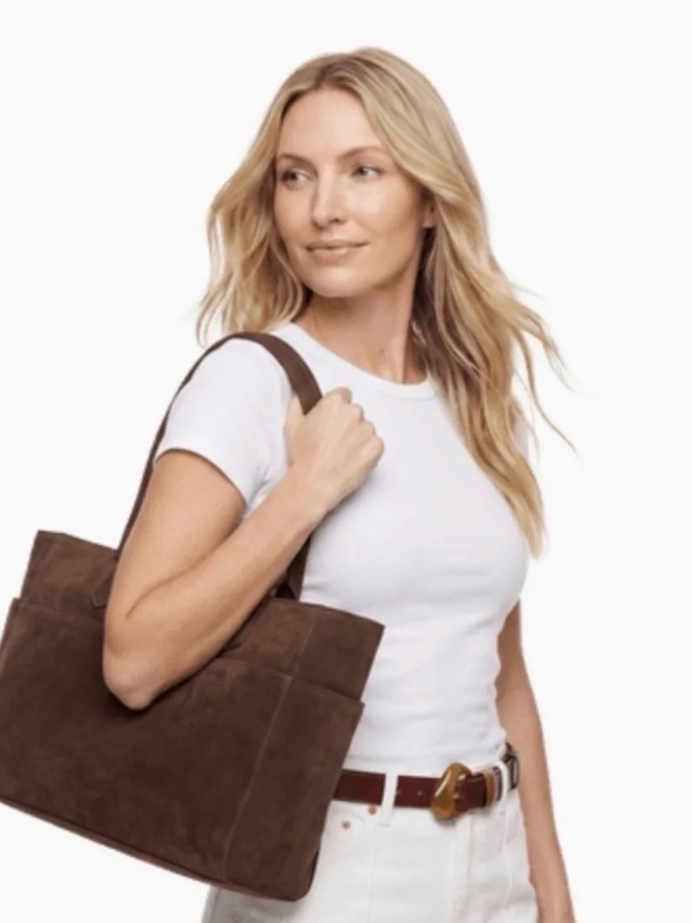 NWT Mali & Lili Suede Tote Bag in Brown
